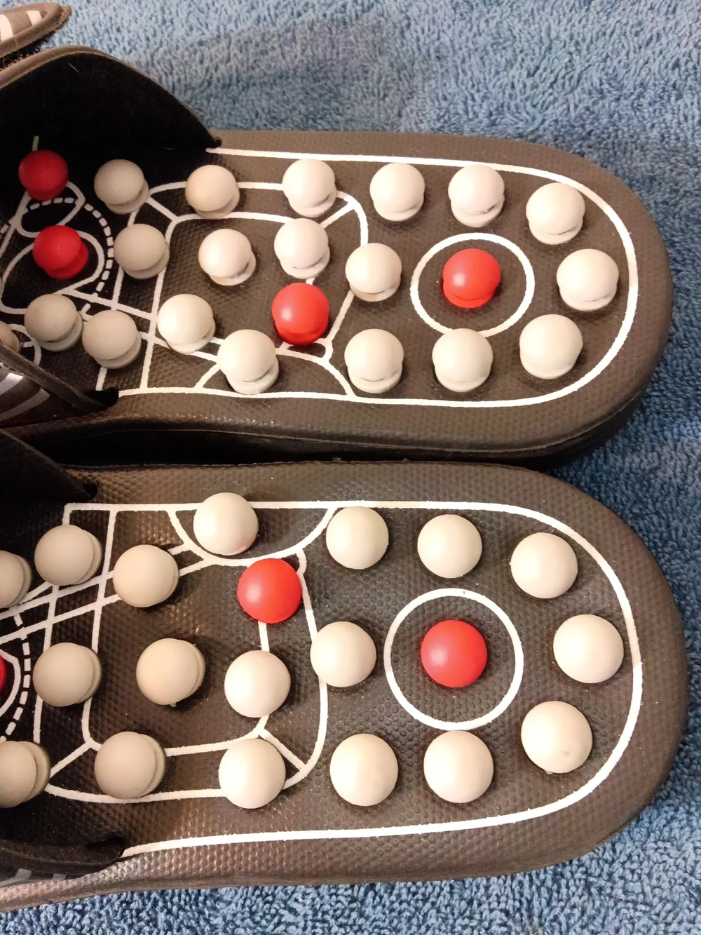 BRYVER Massage Slide Sandals in Brown with Red & White Accents